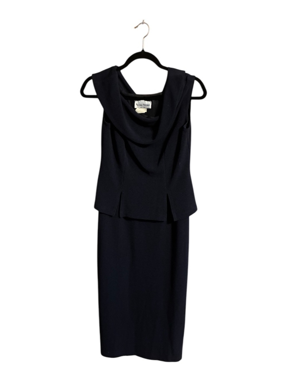 Vintage Nicole Miller Black Sleeveless Cowl Neck Dress